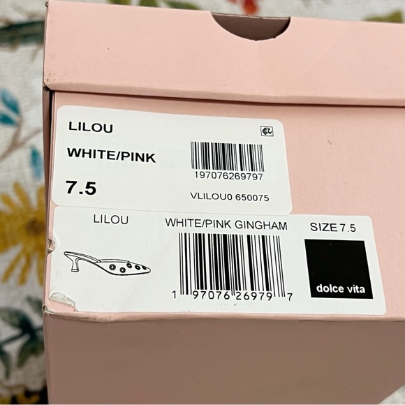 NWT For Love And Lemons X Dolce Vita Lilou Mule in Pink Chalk Gingham Mule - Picture 13 of 13